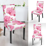 Pink Purple Orchid Pattern Background Dining Chair Slipcover