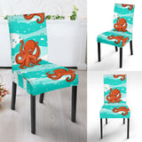 Octopuses Sea Wave Background Dining Chair Slipcover