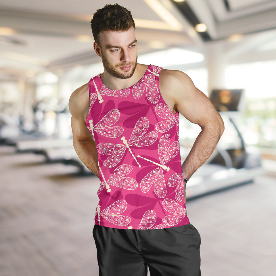 Beautiful dragonfly pink background Men Tank Top