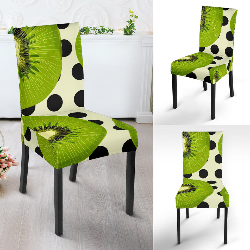 Kiwi Black Dot Background Dining Chair Slipcover