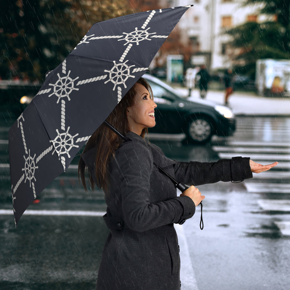 Nautical Steering Wheel Rope Pattern Umbrella