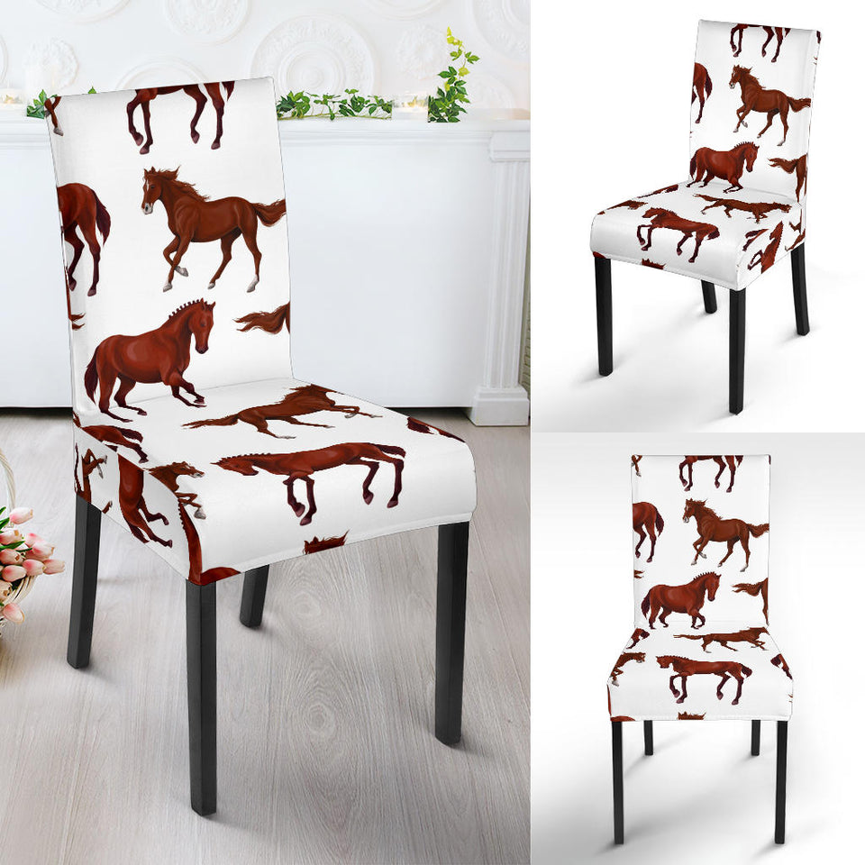 Horses Running Pattern Background Dining Chair Slipcover