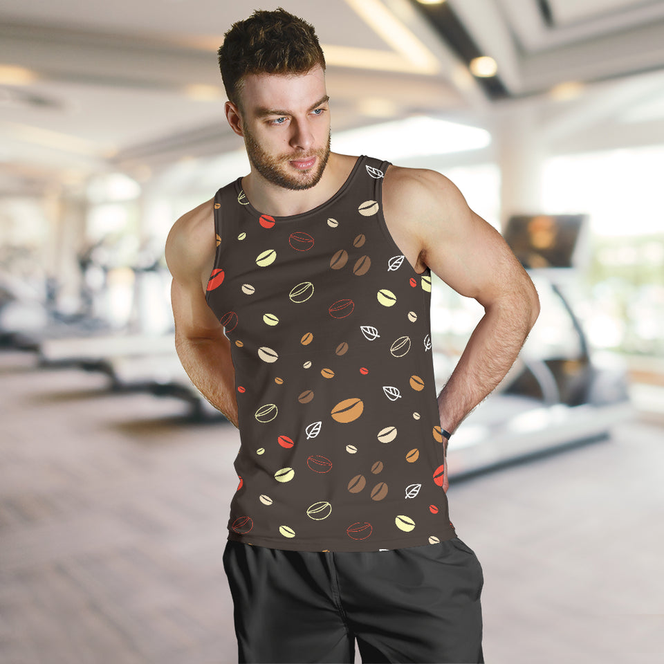 Coffee bean leave pattern Men Tank Top