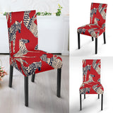 Zebra Abstract Red Background Dining Chair Slipcover
