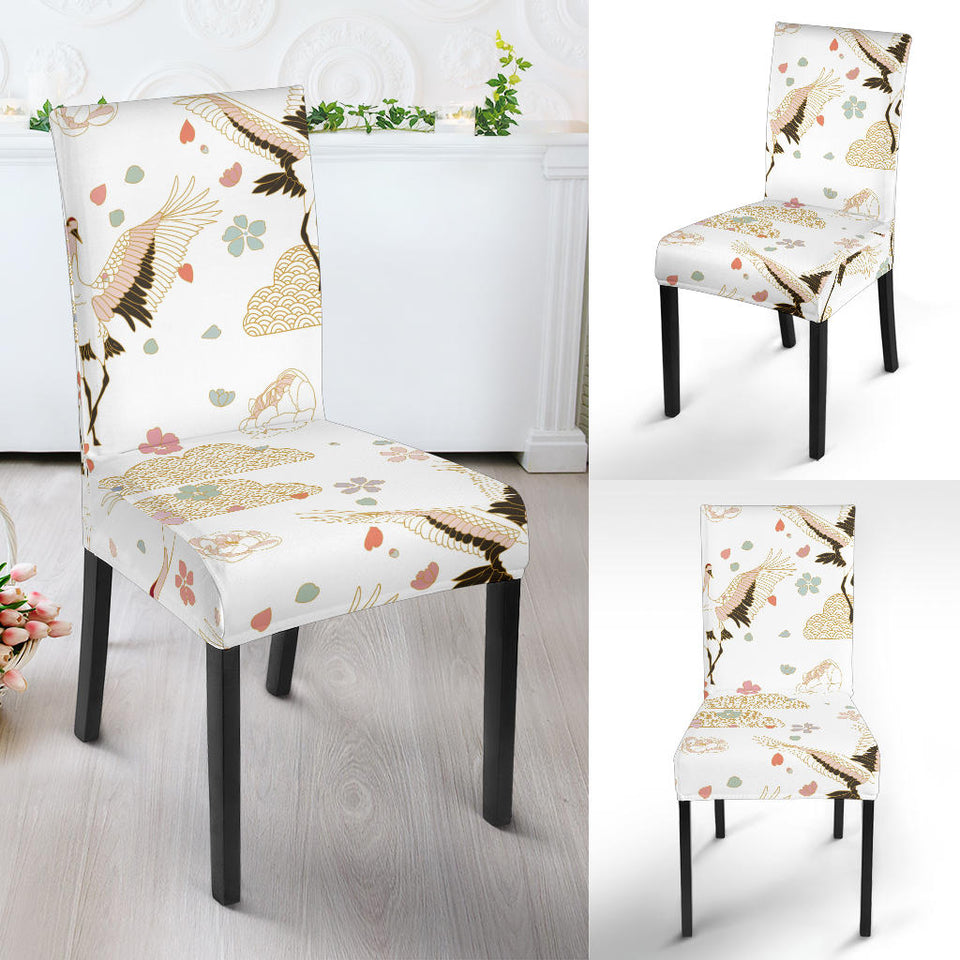 Beautiful Japanese Cranes Pattern Dining Chair Slipcover