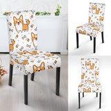 Cute Corgi Heart Star Bone Pattern Dining Chair Slipcover