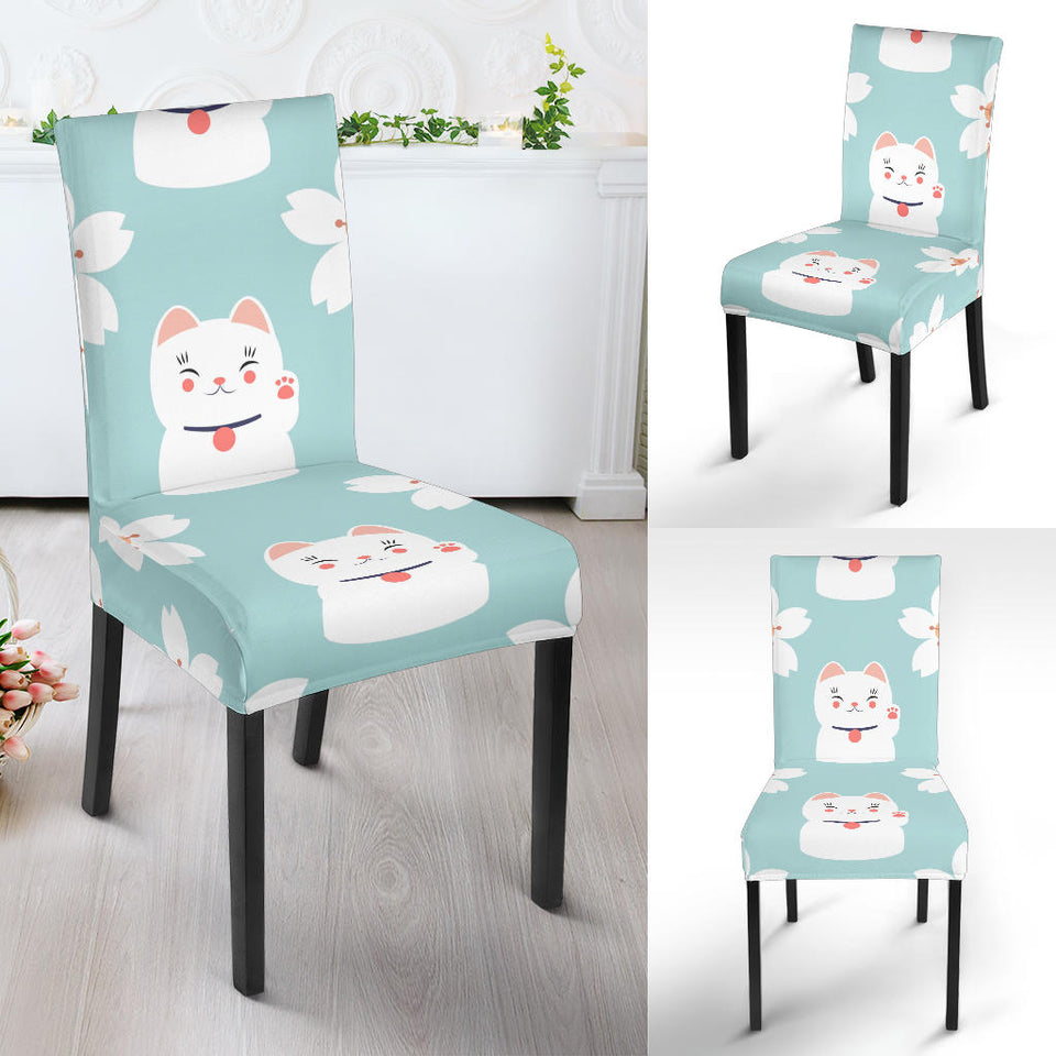 Maneki Neko Lucky Cat Sakura Dining Chair Slipcover