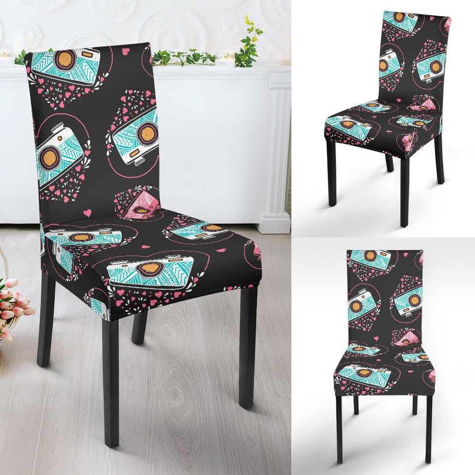 Camera Pattern Print Design 04 Dining Chair Slipcover