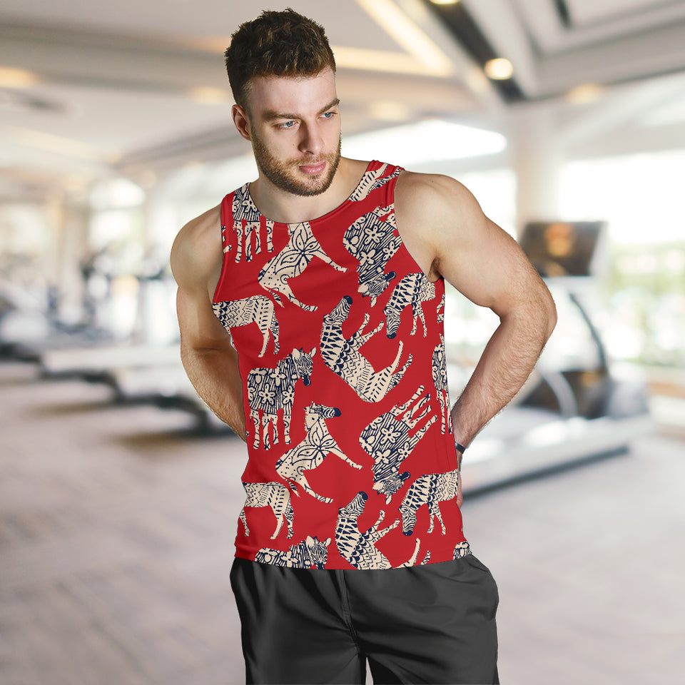 Zebra abstract red background Men Tank Top