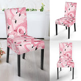 Pink Flamingos Pattern Background Dining Chair Slipcover