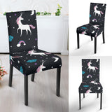 Unicorn Rainbows Moon Clound Star Pattern Dining Chair Slipcover