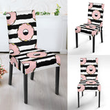 Donuts Pink Icing Striped Pattern Dining Chair Slipcover