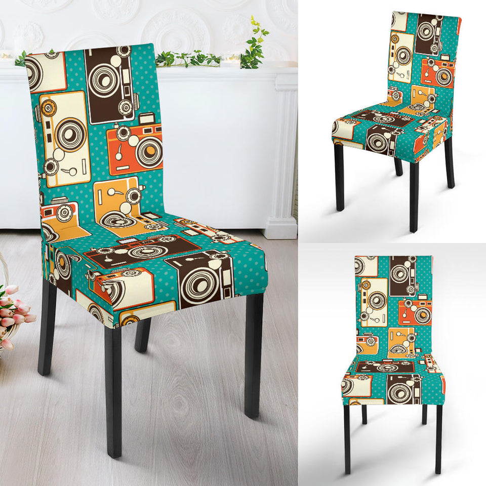 Camera Pattern Print Design 03 Dining Chair Slipcover
