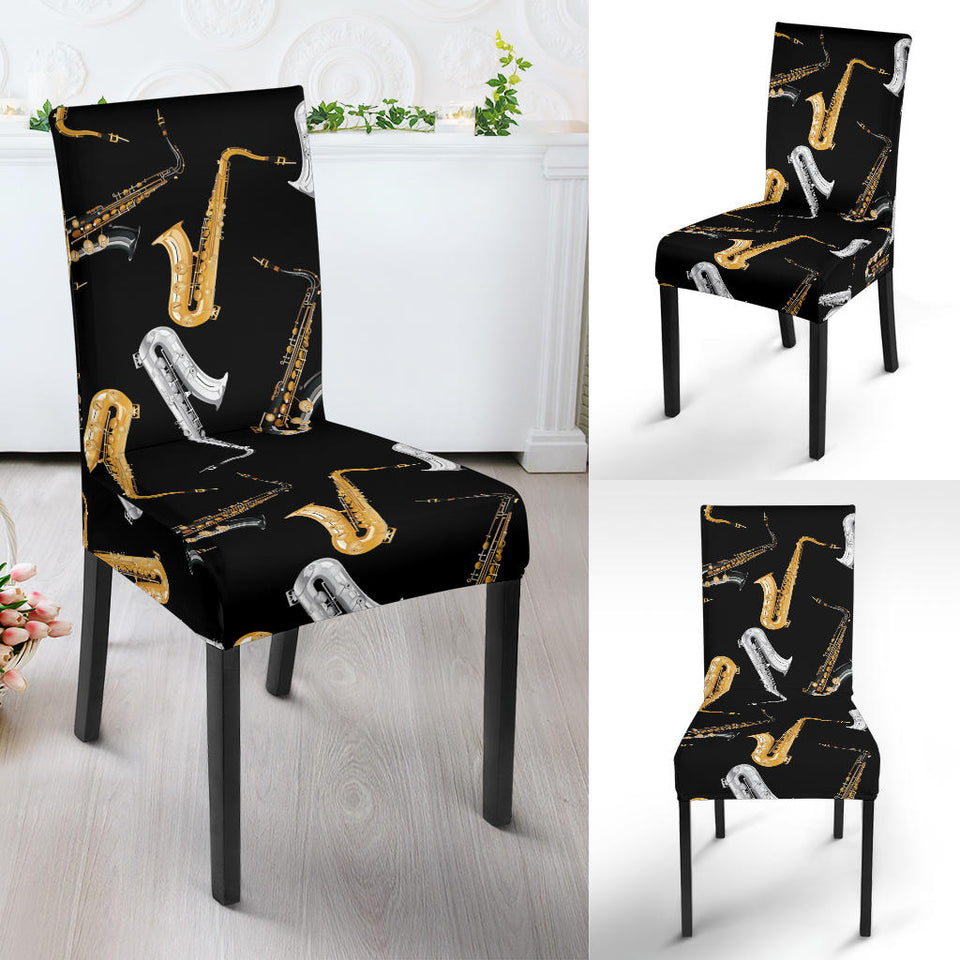 Saxophone Design Pattern Dining Chair Slipcover