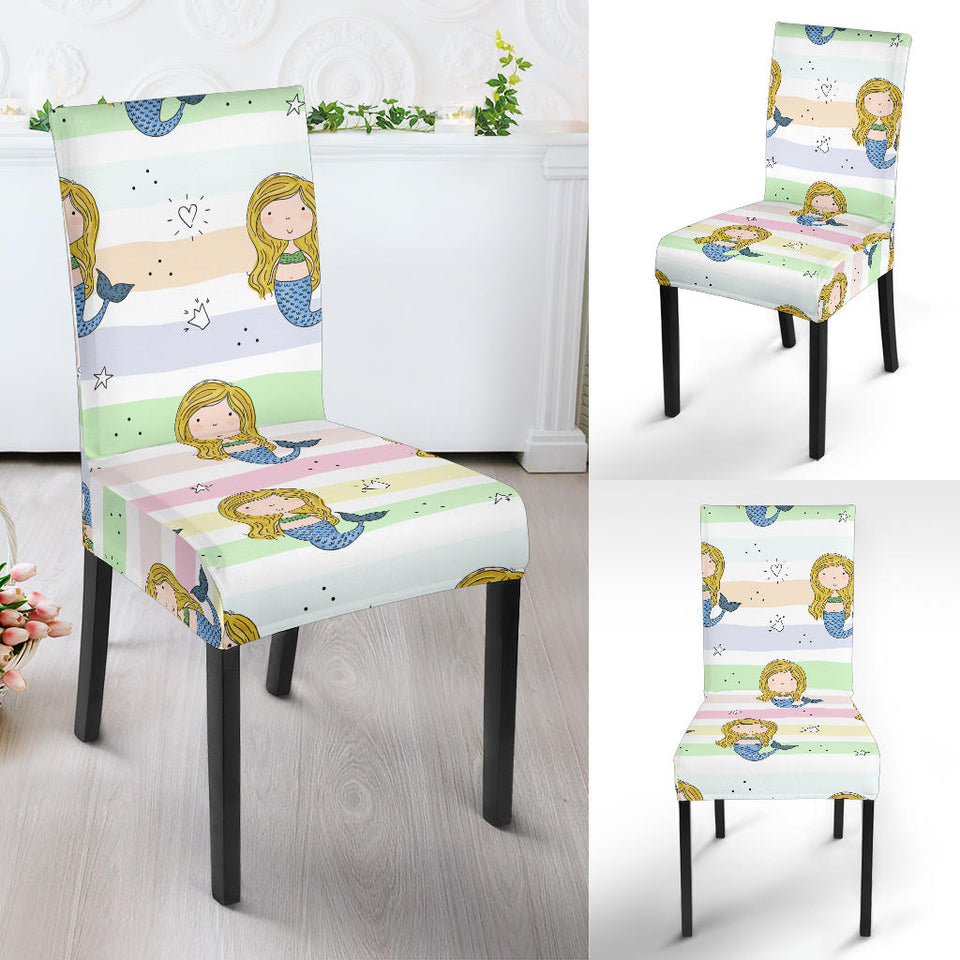 Cute Hand Drawn Mermaid Dining Chair Slipcover