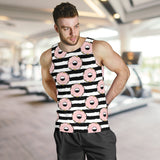 Donuts pink icing striped pattern Men Tank Top