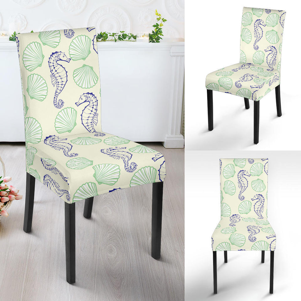 Seahorse Shell Pattern Dining Chair Slipcover