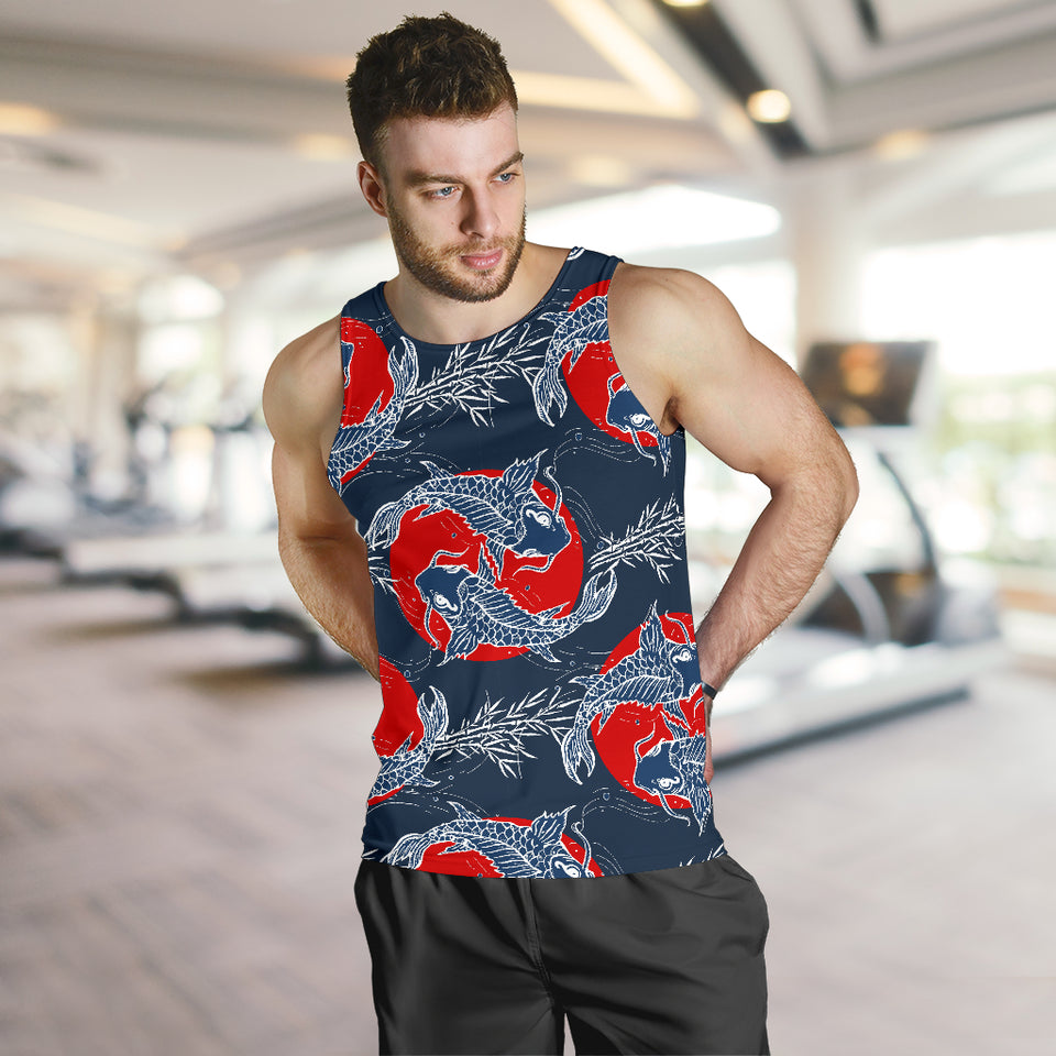 Koi Fish Carp Fishs hand drawn japanese art Men Tank Top