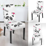 Hand Drawn Faces Of Pandas Pattern Dining Chair Slipcover
