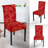 Gold Dragons Red Background Dining Chair Slipcover