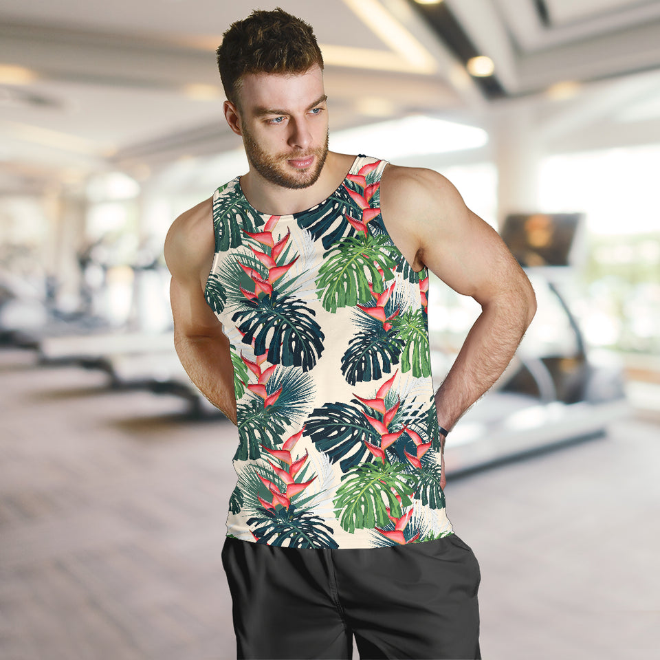 heliconia flowers, palm and monstera leaves Men Tank Top