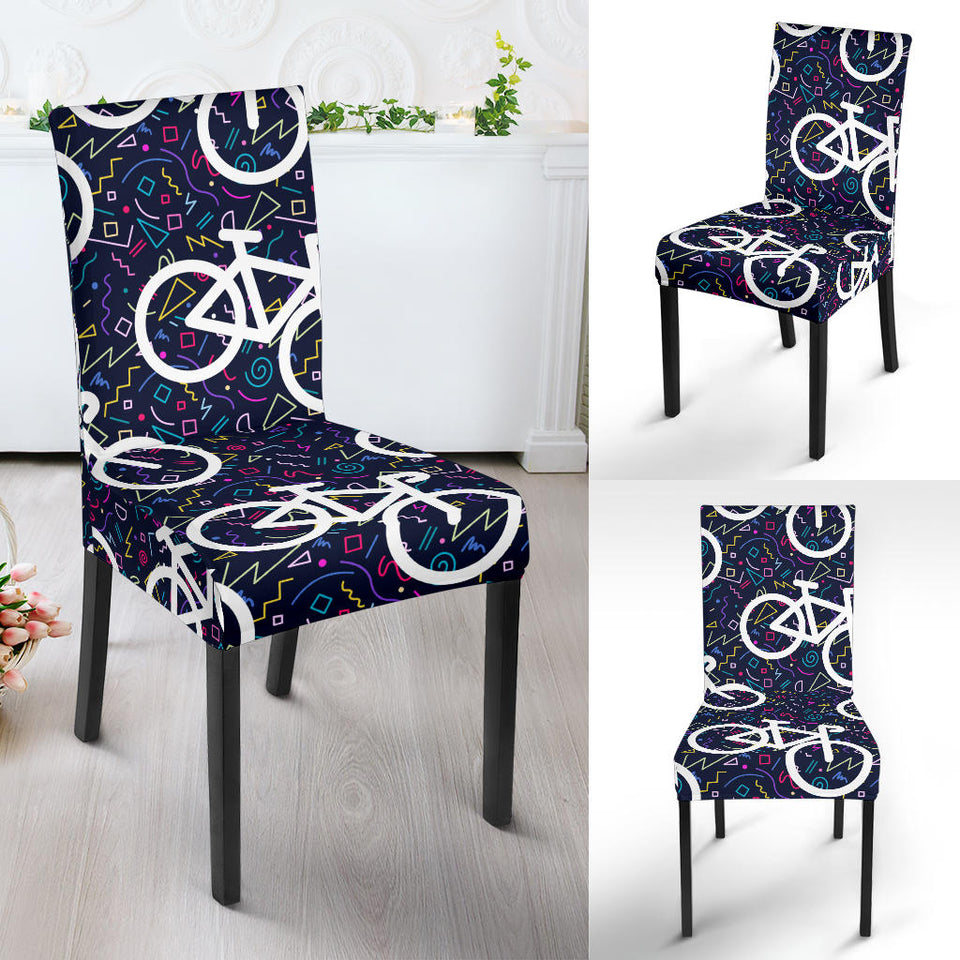 Bicycle Pattern Print Design 03 Dining Chair Slipcover