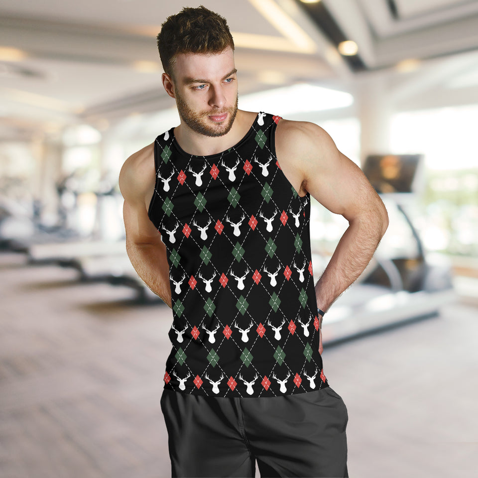 Deer Christmas new year pattern argyle Men Tank Top