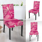 Beautiful Dragonfly Pink Background Dining Chair Slipcover