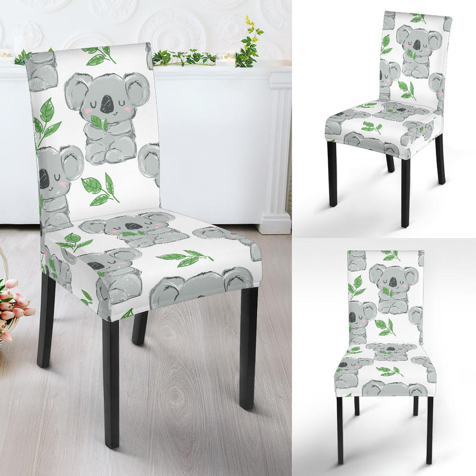 Hand Drawn Koala Leaves Pattern Dining Chair Slipcover