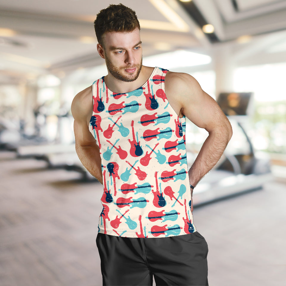 Red Blue guitar pattern Men Tank Top