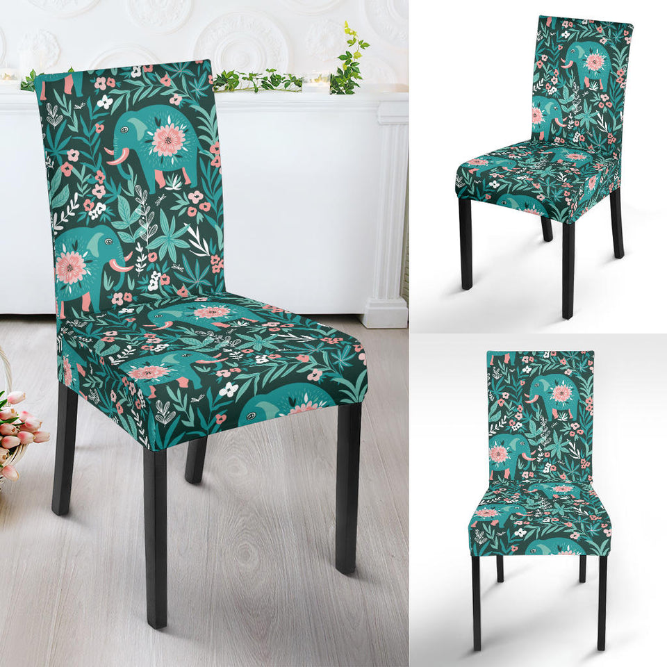 Elephants Jungle Pattern Dining Chair Slipcover