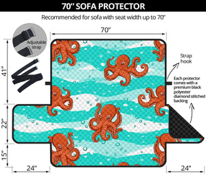 Octopuses sea wave background Sofa Cover Protector