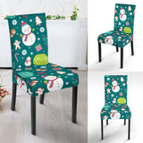 Snowman Bird Decorative Elements Christmas Pattern Dining Chair Slipcover