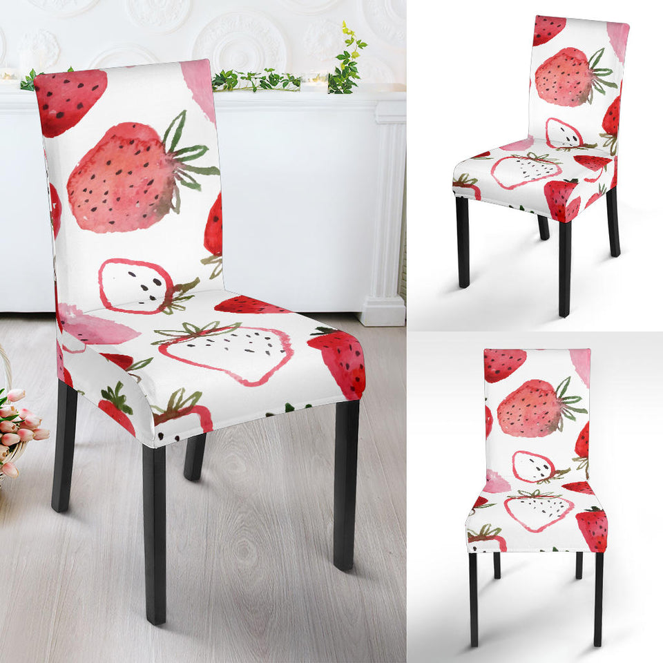 Watercolor Hand Drawn Beautiful Strawberry Pattern Dining Chair Slipcover