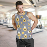 Cute hamster sunflower pattern background Men Tank Top