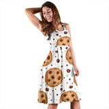 Chocolate Chip Cookie Pattern Sleeveless Midi Dress