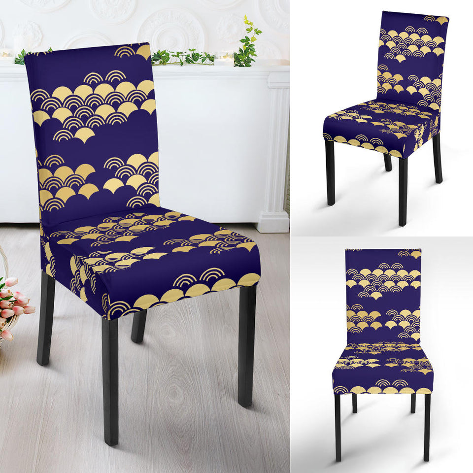 Beautiful Japanese Fan Pattern Dining Chair Slipcover