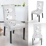 Bull Terrier Pattern Print Design 01 Dining Chair Slipcover