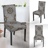 Nautical Wood Steering Wheel Pattern Dining Chair Slipcover