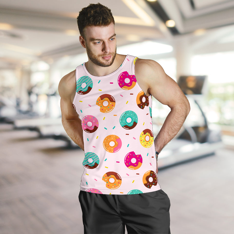 Donut pattern glaze pink background Men Tank Top