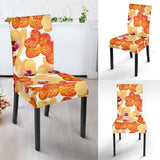 Orange Yellow Orchid Flower Pattern Background Dining Chair Slipcover