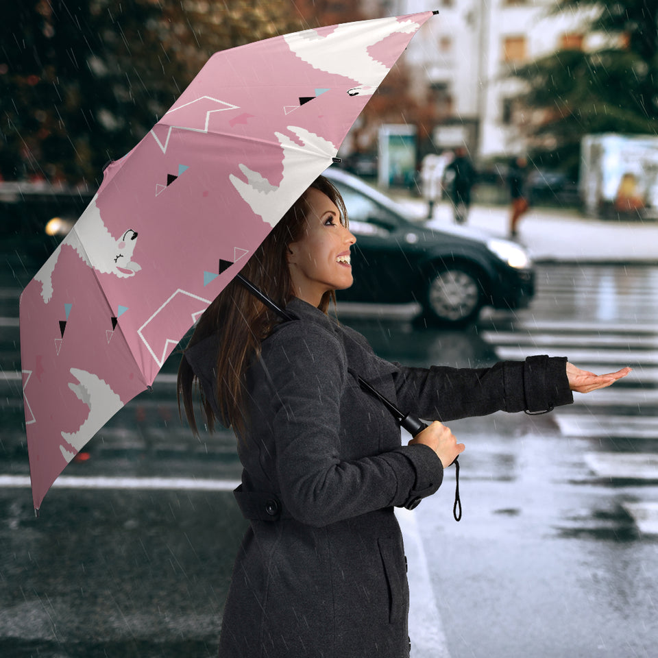 Llama Alpaca Pink Background Umbrella