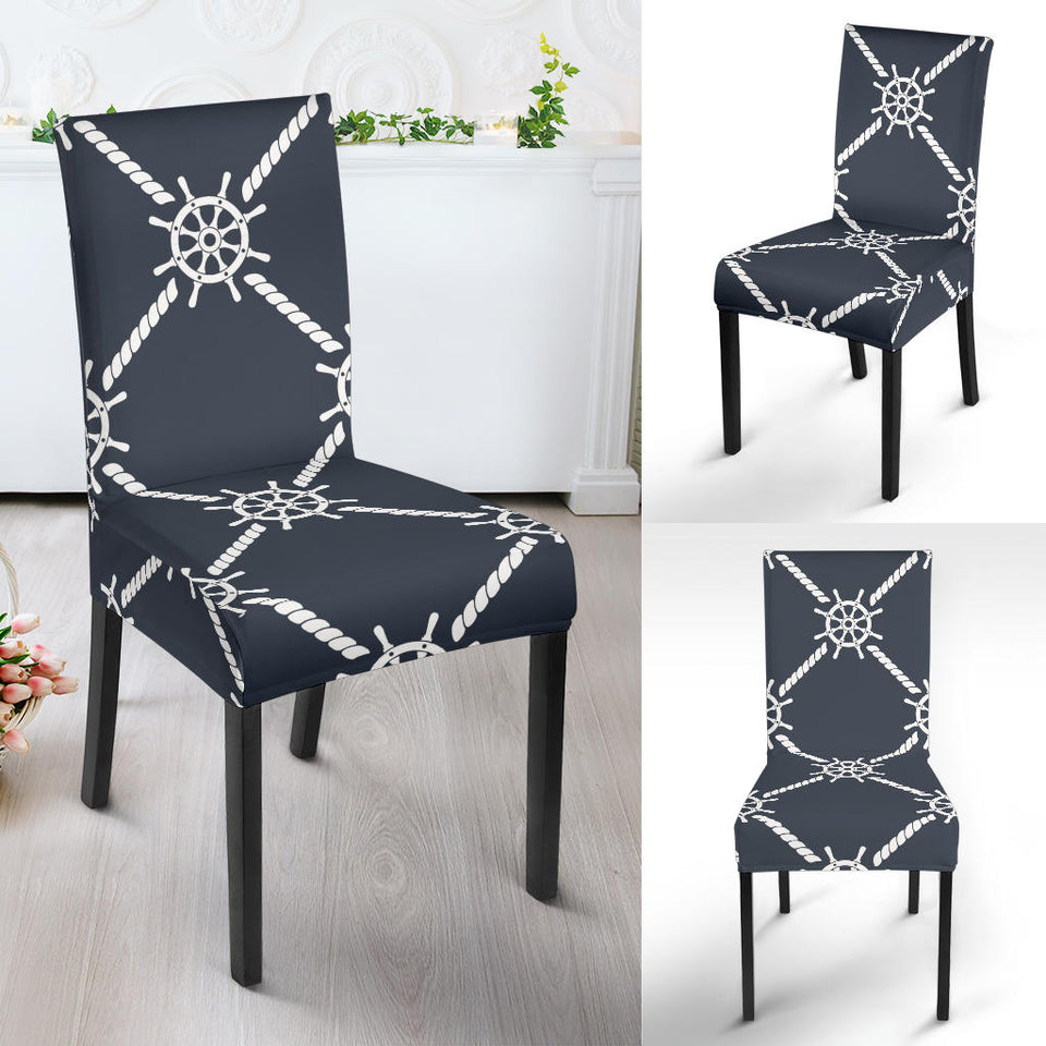 Nautical Steering Wheel Rope Pattern Dining Chair Slipcover