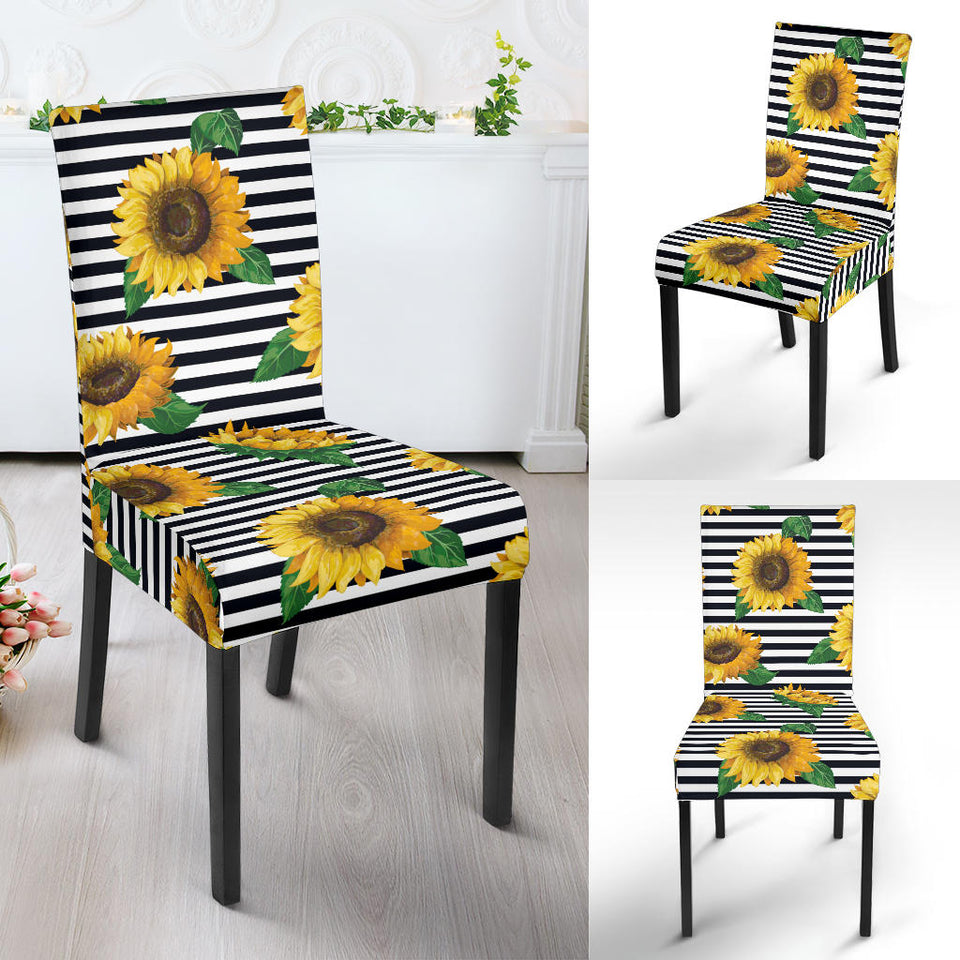 Sunflowers Ribbon Background Dining Chair Slipcover