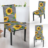 Sunflowers Ribbon Background Dining Chair Slipcover
