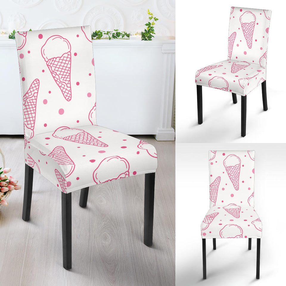 Hand Drawn Ice Cream Pattern Dining Chair Slipcover