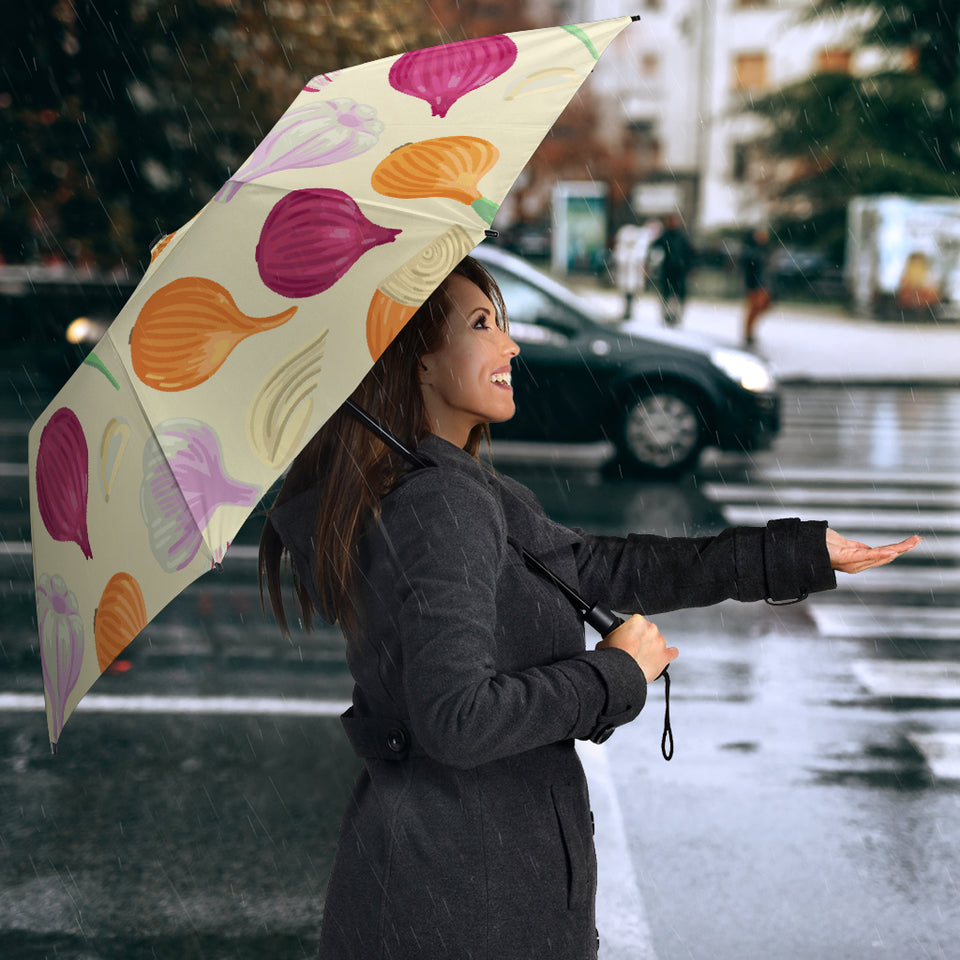 Onion Garlic White Red Pattern Umbrella
