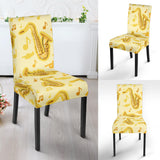 Saxophone Cornet Pattern Yellow Background Dining Chair Slipcover