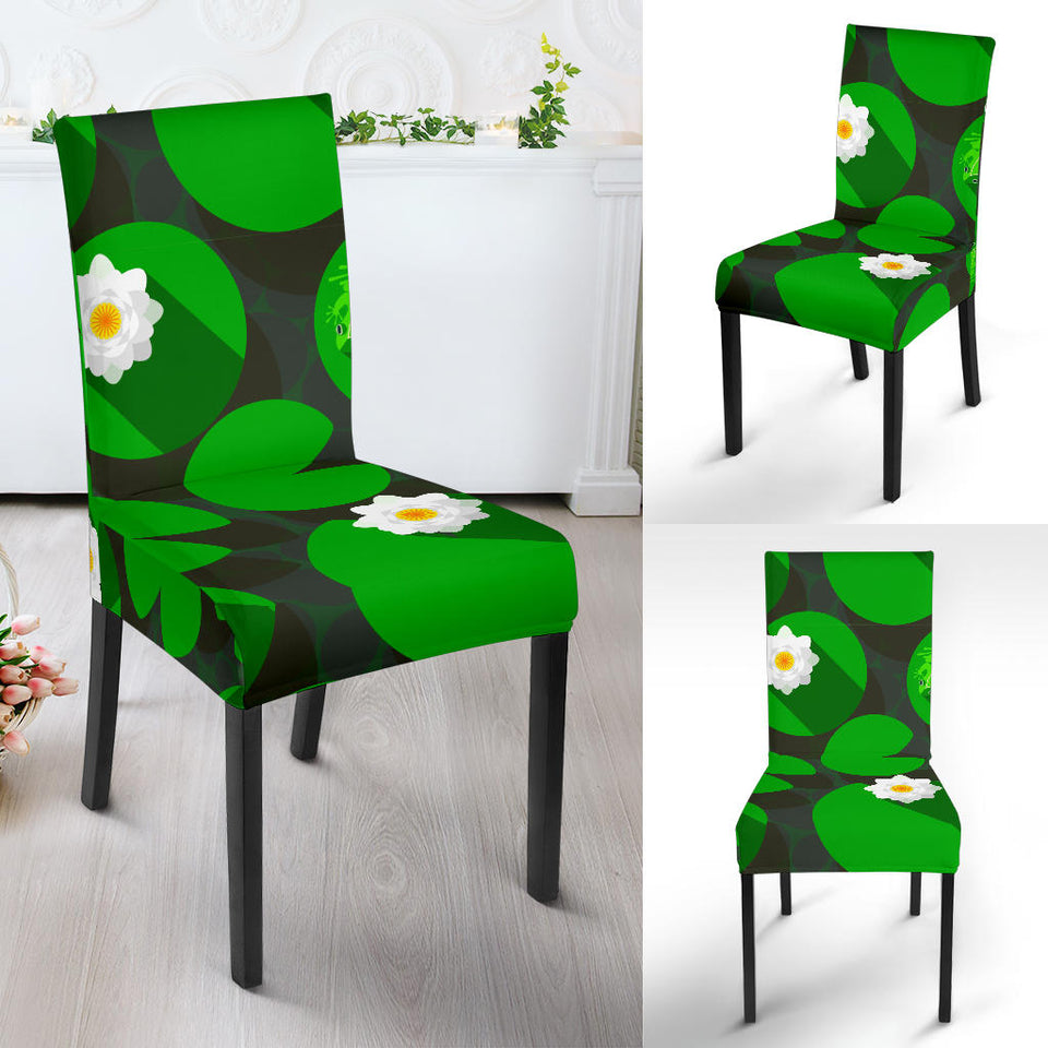 Frog Waterlily Pattern Dining Chair Slipcover