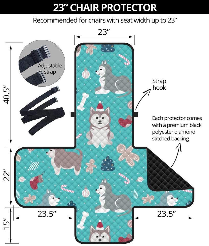 Christmas cute siberian husky puppie pattern Chair Cover Protector